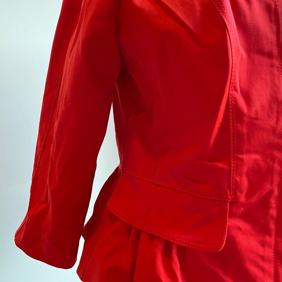 Kenneth Cole Sleek Fitted 3/4 Length Sleeve Jacket Brilliant Red/Orange - Picture 8 of 12